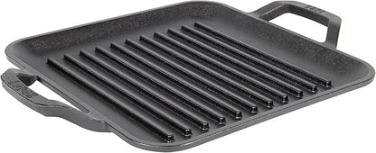 Lodge 11" Cast Iron Square Grill Pan - Chef Collection - Pre-Seasoned Cast Iron Pan - Versatile Cooking - Indoor & Outdoor Use - Incredible Heat Retention