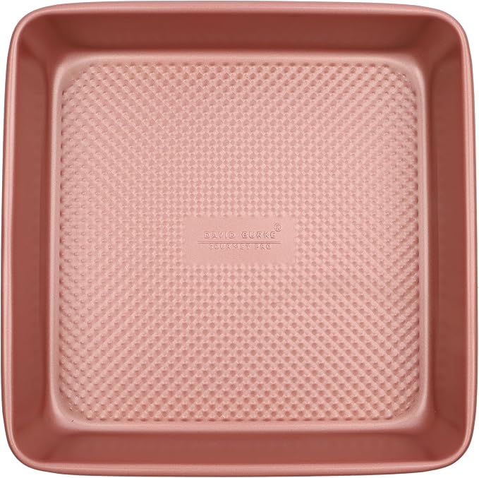 David Burke 9" Square Bake Pan, Carbon Steel, Non-Stick, PFTE & PFOA Free, Oven Safe – Rose Gold
