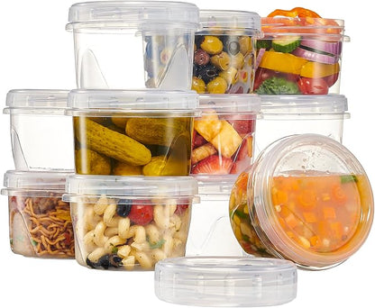 PLASTICPRO 6 Pack Twist Cap Food Storage Containers with Clear Screw on Lid- 16 oz Reusable Meal Prep Containers - Freezer and Microwave Safe Clear Plastic Food Storage