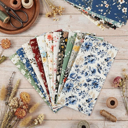 Tatuo 30 Pcs 10 x 10 Inches Vintage Floral Cotton Fabric Bundle Squares Patchwork Floral Fabric Sewing Quilting Bundles Assorted Pattern Cloth for DIY Scrapbook Craft Making