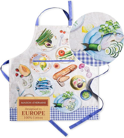 Maison d' Hermine 100% Cotton Apron for women with Pocket Kitchen Chef Apron for Men Cooking Spring Summer