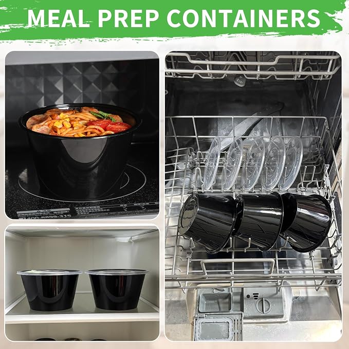 100 Pack 26 oz Meal Prep Containers Disposable；take out plastic food storage, Plastic Take Out Containers,to go food containers, Microwaving, And Freezing.