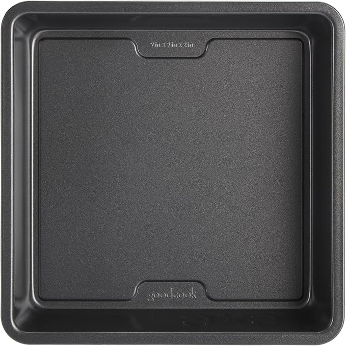 GoodCook PRO Square Cake Pan Nonstick Warp & Scratch-Resistant Dishwasher-Safe Carbon Steel Construction for Even Baking Oven Safe to 480°F, 9 x 9-Inch, Gray