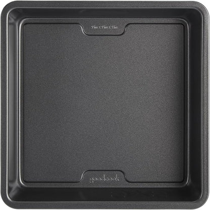 GoodCook PRO Square Cake Pan Nonstick Warp & Scratch-Resistant Dishwasher-Safe Carbon Steel Construction for Even Baking Oven Safe to 480°F, 9 x 9-Inch, Gray