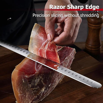 PAUDIN Brisket Knife, 12 Inch Dishwasher Safe Carving Slicing Knife for Meat, Razor Sharp German 1.4116 Steel Smoked Meat Cutter with Non-Slip Ergonomic G10 Handle & Gift Box, Perfect Gifts for Men