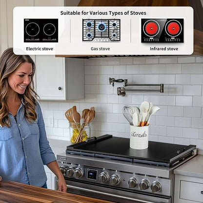 Hanobe Stove Noodle Board Cover: Black Gas Electric Cover Top Stovetop Wood for Home Kitchen Oven Large