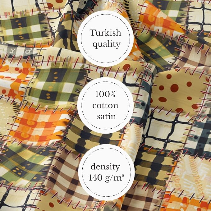100% Cotton Fabric by the Yard – Turkish Quality Quilting & Sewing Fabric, 1 Yard x 1.69 Yards Wide, Patchwork Cotton for Crafts