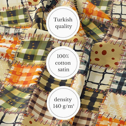 100% Cotton Fabric by the Yard – Turkish Quality Quilting & Sewing Fabric, 1 Yard x 1.69 Yards Wide, Patchwork Cotton for Crafts