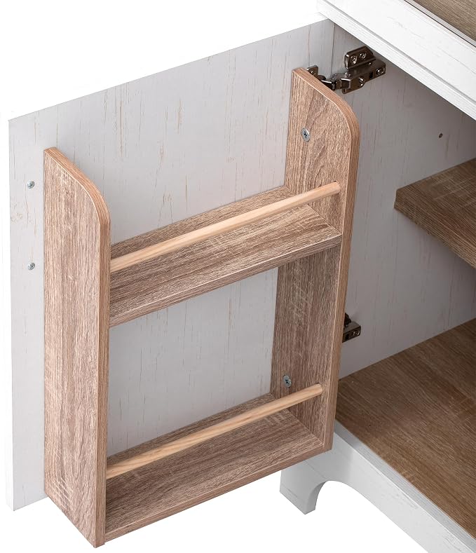 VilroCaz 71" Tall Arched Kitchen Pantry with Glass Doors and a Large Drawer, Farmhouse Kitchen Storage Cabinet with Open & Adjustable Shelves, Cupboard for Dining Room (White-6.4)