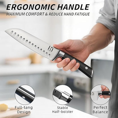 KnifeSaga Premium Knife Set 15 Pcs Quality Kitchen Knife Set with Block, Japanese High Carbon Stainless Steel Razor Sharp Knife Block Set, Acacia Wood Block Knife Set with Ergonomic Full-tang Handle