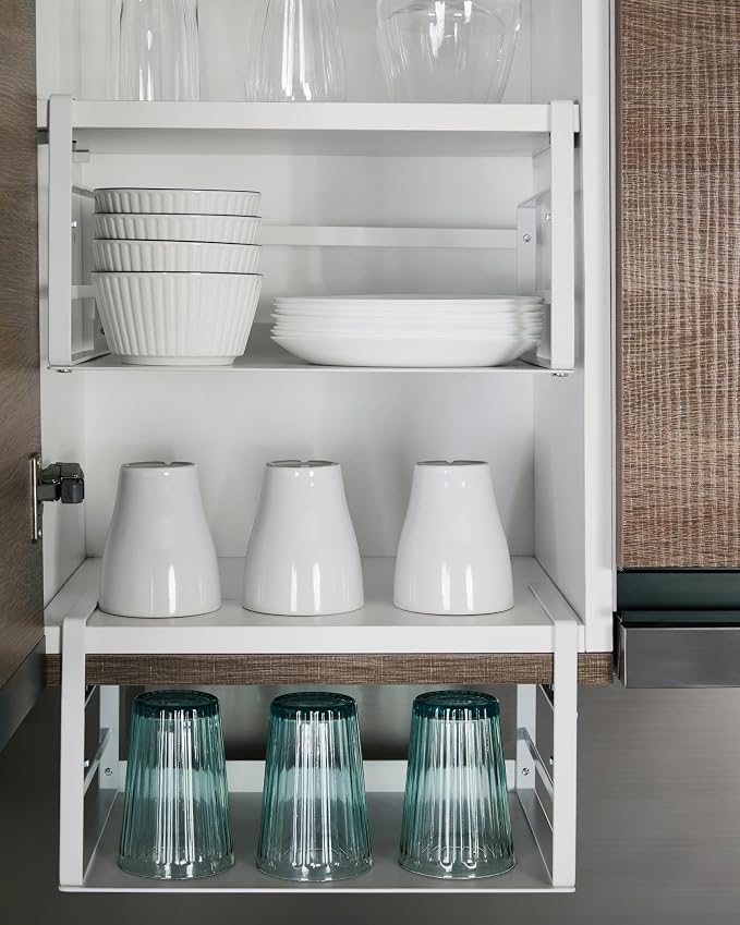 Nxconsu Under Shelf Basket Storage Organizer 2 Pack, Medium 13.4" White | Heavy-Duty Metal Under Shelf Basket Holds 30 lbs, No-Drill Knob-Lock Storage Organizer for Kitchen Cabinet Pantry Cupboard