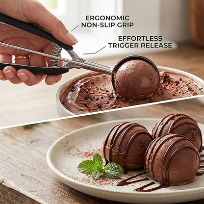 Cookie Scoop, 18/8 Stainless Steel Cookie Scooper, Cookie Scoops for Baking, 3Tbsp/45ml/1.5oz Cookie Dough Scoop, Ice Cream Scooper with Trigger Release, Cookie Scooper for Baking (#20/53mm)