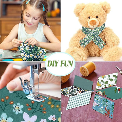 Kingdder Jelly Fabric Quilting Strips, Patchwork Roll 2.55 Inch Roll up Cotton Patchwork Jelly Fabric Craft for Quilters and Sewing DIY Crafts(Green Flower)