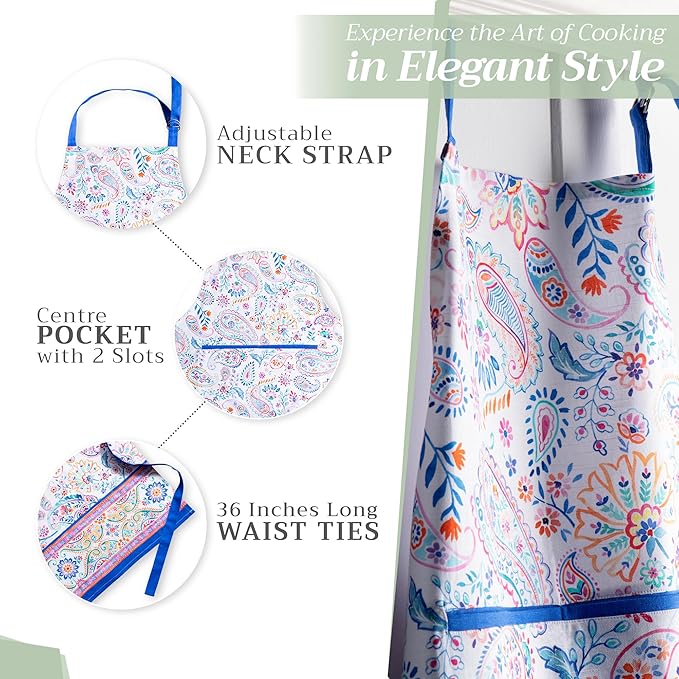Maison d' Hermine 100% Cotton Apron for women with Pocket Kitchen Chef Apron for Men Cooking Spring Summer