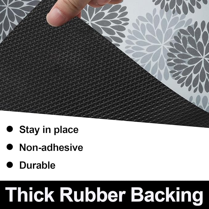 AiBOB Waterproof Under Sink Mat, Absorbent Quick Dry Sink Liners Protect Cabinets, Durable Shelf Liners, Slip Resistant and Non-Adhesive, 24X68, Grey/Flower