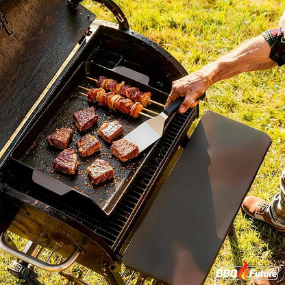 BBQ Future Universal Griddle for Gas Grill with spatula set, 18" x 14" Nonstick Cast Iron Outdoor Gas Grill Griddle Insert, Large BBQ Flat Top Plate fits Electric/Stove Accessories