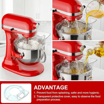 Pouring Shield for KitchenAid Mixer & Splash Guard Attachment - Fits all 5.5-8QT Bowl-Lift Stand Mixers Stainless Steel Bowls, Kitchen Aid Accessories and Attachments