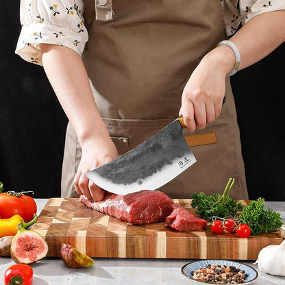 SHANGDAO Cleaver Knife, 7.9 Inch Hand Forged Meat Cleaver Heavy Duty Chopper German High Carbon Stainless Steel Butcher Knife with Full Tang Handle, Home Kitchen and Restaurant Helper, Ultra Sharp