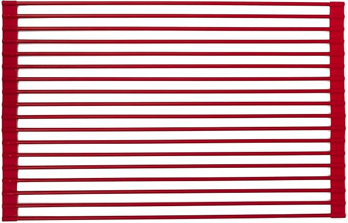 True & Tidy, Multi-Purpose Over the Sink Roll-Up Drying Rack, DR-881, Red