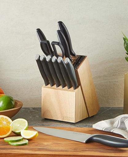 Chicago Cutlery Avondale (12-PC) Built-In Sharpener Kitchen Knife Block Set with Steak Knives, Ergonomic Handles and Sharp Stainless Steel Professional Chef Knife Set