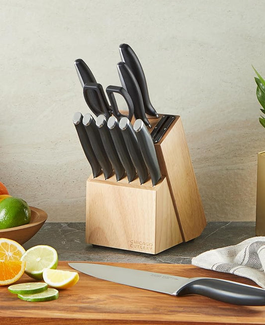 Chicago Cutlery Avondale (12-PC) Built-In Sharpener Kitchen Knife Block Set with Steak Knives, Ergonomic Handles and Sharp Stainless Steel Professional Chef Knife Set
