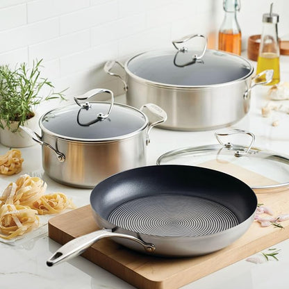 Circulon Stainless Steel Induction Cookware Set with SteelShield Hybrid Stainless and Nonstick Technology, 6 Piece - Stainless Steel