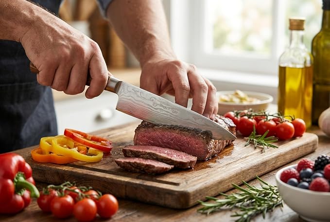 Damascus Chef Knife 8 Inch, Professional Kitchen Knife with VG10 Steel Core 67 Layers, Full Tang Cooking Knife with Ergonomic Walnut Handle, Gift Box Included
