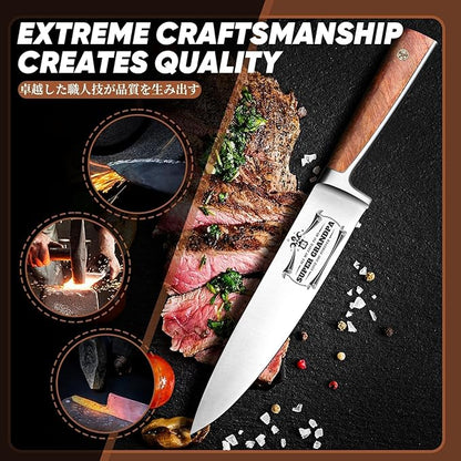 Huusk Birthday Gifts for Grandpa - Premium 8” Chef knife with Ergonomic Handle, Engraved SUPER GRANDPA Birthday Gift for Grandpa, Kitchen Cooking Knife with Gift Box Christmas Gift for Men and Women