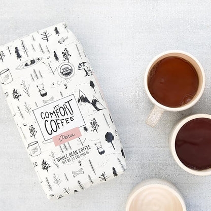 Mt. Comfort Coffee Organic Peru Medium Roast, 2.5 Pounds - Flavor Notes of Nutty, Chocolate, & Citrus - Sourced From Small, Peruvian Coffee Farms - Roasted Whole Beans