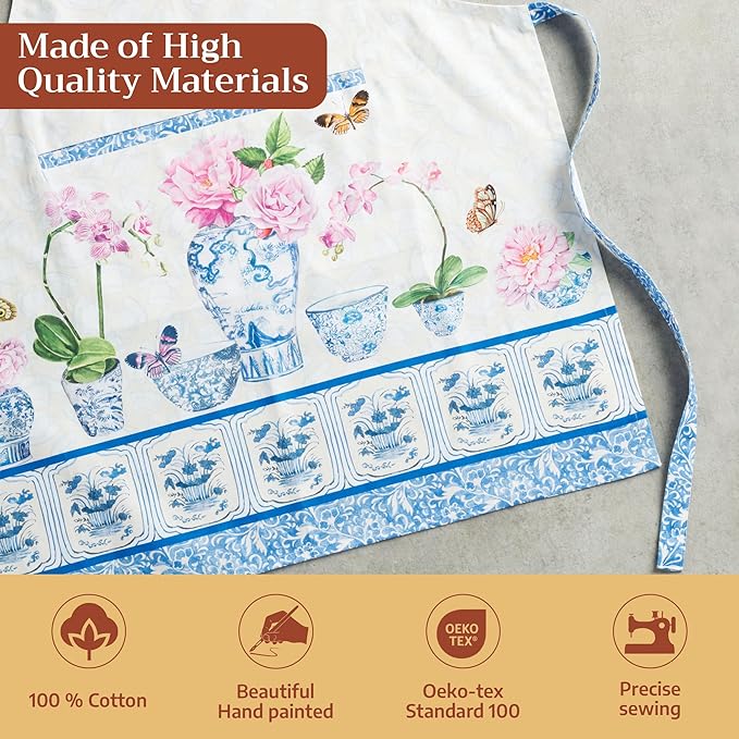 Maison d' Hermine 100% Cotton Apron for women with Pocket Kitchen Chef Apron for Men Cooking Spring Summer