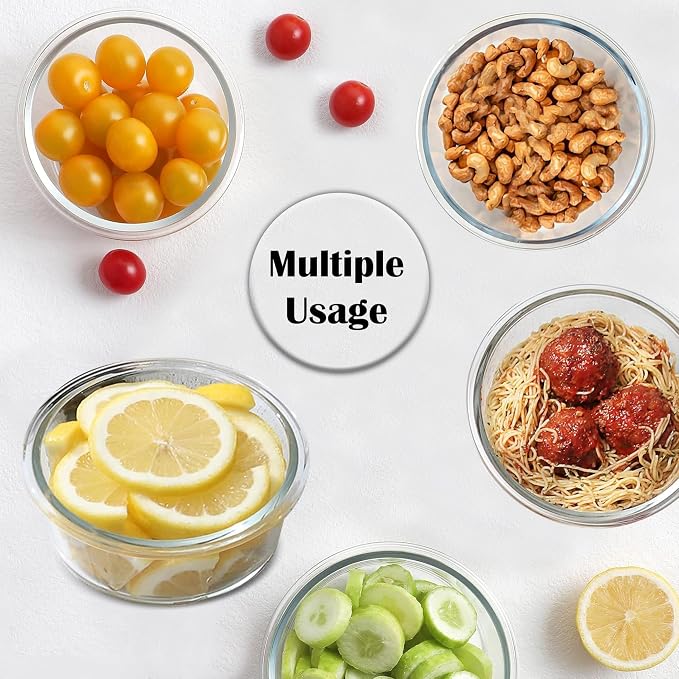 ARSUK 8oz Glass Food Storage Containers with Airtight BPA-Free Lids 6 Pack, 1 Cup Small Glass Freezer Containers for Sauce, Sides, Meal Prep - Reusable & Dishwasher Microwave Fridge Freezer Safe
