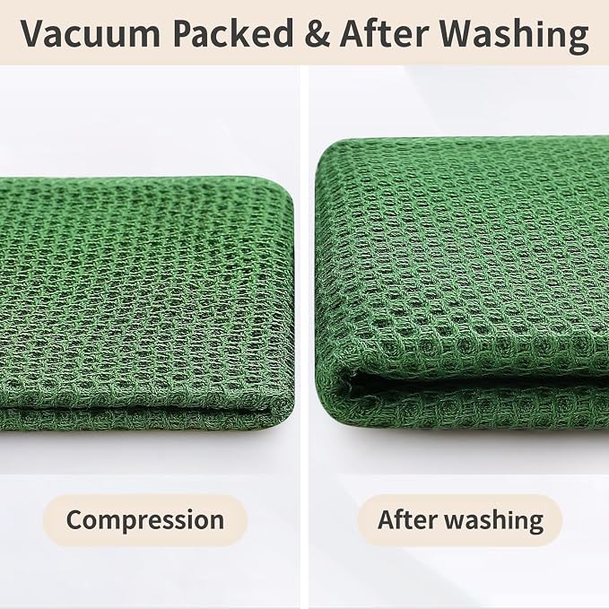 Homaxy 100% Cotton Kitchen Towels and Dishcloths Set, 12 x 12 Inches and 13 x 28 Inches, Set of 10 Bulk Kitchen Towels Set, Ultra Soft Absorbent Dish Cloths for Washing Dishes, Grass Green