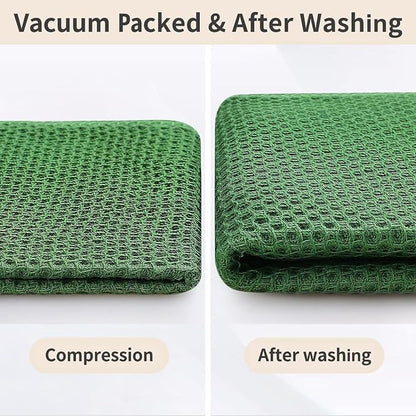 Homaxy 100% Cotton Kitchen Towels and Dishcloths Set, 12 x 12 Inches and 13 x 28 Inches, Set of 10 Bulk Kitchen Towels Set, Ultra Soft Absorbent Dish Cloths for Washing Dishes, Grass Green