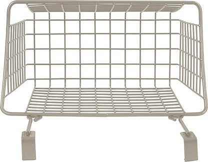 Spectrum Grid Over the Cabinet Wire Storage Basket Large (Satin Nickel Powder Coat) - Organizer for Bathroom, Kitchen, Under Sink, Pantry, Hair Tools, & More (Pack of 2)