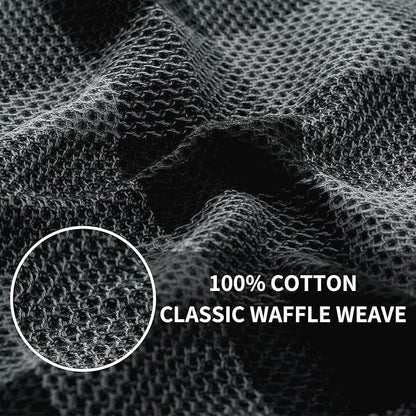 Homaxy Kitchen Towels and Dishcloths Set, 12 x 12 and 13 x 28 Inches, Set of 10 100% Cotton Waffle Weave Check Plaid Kitchen Dish Towels, Super Soft and Absorbent Dish Cloths, Black & Grey