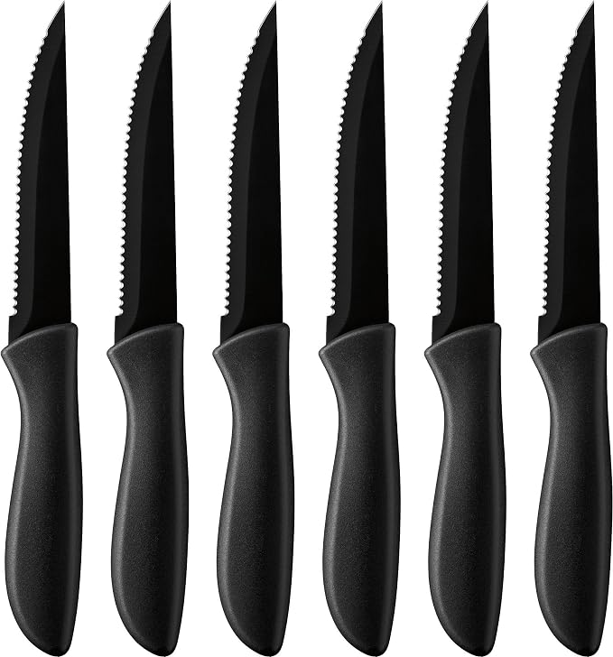 Cuisinart C55-6PCSBK 6-pc. Ceramic Coated Steak Knife Set (Black), Black
