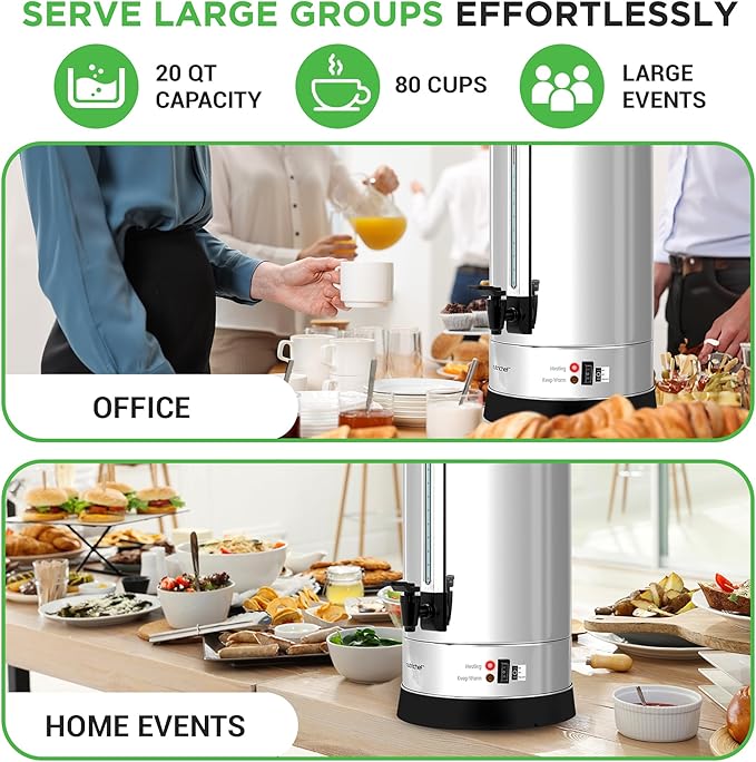 NutriChef 19L Water Boiler Hot Water Dispenser Urn | Large Electric Kettle with Keep Warm Function, Safety Lock Lid & Stainless Steel Inner Pot for Tea & Hot Beverages (Black & Silver).