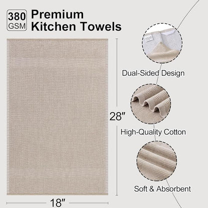 Mordimy Premium Kitchen Towels 8 Pack (18 x 28 Inches, Mixed Color), Large Cotton Kitchen Hand Towel, Flat & Terry Dish Towels for Drying Dishes, Super Absorbent Tea Dishtowels Set with Hanging Loop