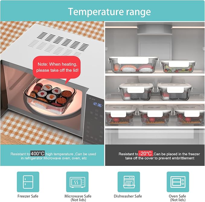 Vacuum Seal Glass Food Storage Containers, 3pcs Containers with 10pcs Sous Vide Bags/ 1pc Manual Pump, Meal Prep Container with Airtight Locking Lids for Lunch, Long-Lasting Freshness