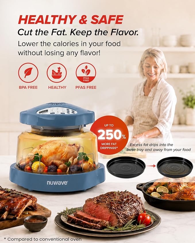 Nuwave Pro Plus 2 Air Fryer Oven, Infrared Countertop Convection, No Defrost No Preheat, Triple Combo Heating, 10-in-1 Multicooker, PFAS & BPA Free, 10LB Capacity, Dishwasher Safe Parts, 20660V03B