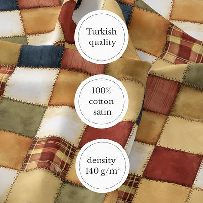 100% Cotton Fabric by the Yard – Turkish Quality Quilting & Sewing Fabric, 1 Yard x 1.69 Yards Wide, Patchwork Cotton for Crafts