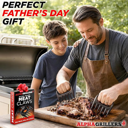 Alpha Grillers Meat Shredder Claws - Grilling Accessories Fathers Day Gift for Dad - BBQ Bear Claws Puller for Shredding Pulled Pork Chicken Smoker Grilling Gifts for Men Him Husband Boyfriend