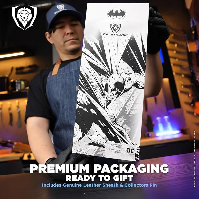 Dalstrong Knife Set - 2 Piece - BATMAN™ Shadow Black Edition - 8" Chef Knife 3.75" Paring Knife - High Carbon 7Cr17MoV Steel - Black Titanium Kitchen Knife - Collection Item - G10 Handle - Sheath