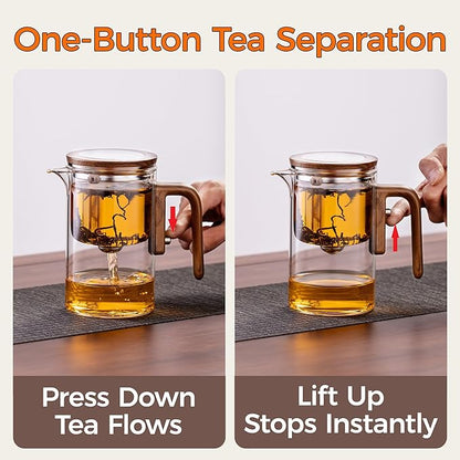 Enchanted Tea Pot, Magic Tea Pot for Loose Leaf Tea Steeper, Heat Resistant Borosilicate Glass Teapot with Tea Infuser, Ideal Gift for Tea Lovers - 20 oz (600 ml)