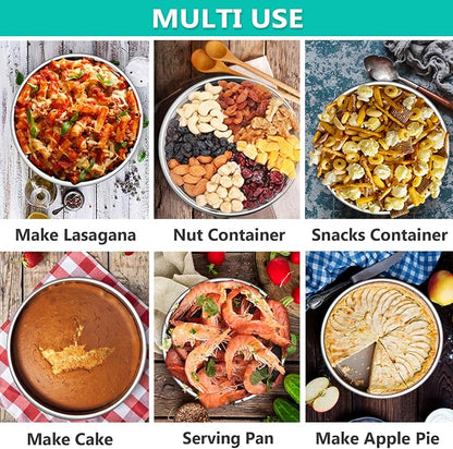 P&P CHEF Cake Pan Set of 3, 6" + 8" + 9.5" Round Baking Layer Tier Cake Pans Tins, Stainless Steel Bakeware for Birthday Weeding, Heavy Duty & Non Toxic, Mirror Finish & Dishwasher Safe