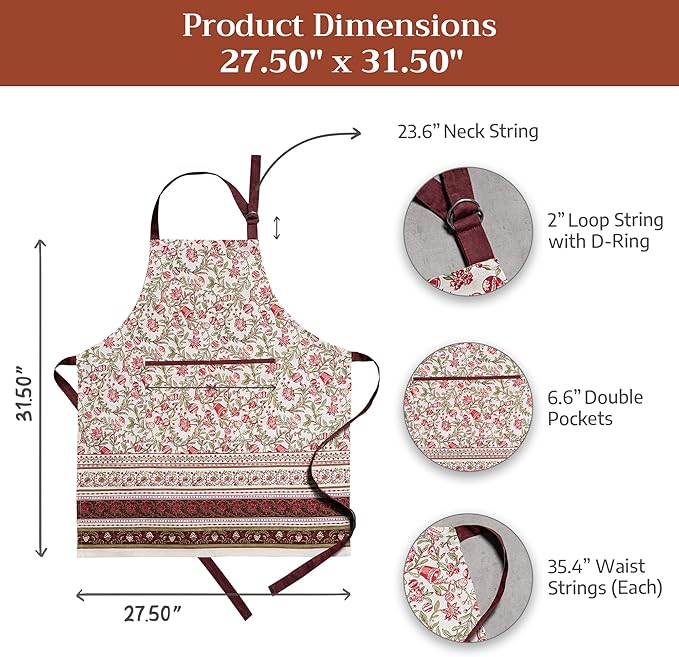 Maison d' Hermine 100% Cotton Apron for women with Pocket Kitchen Chef Apron for Men Cooking Spring Summer
