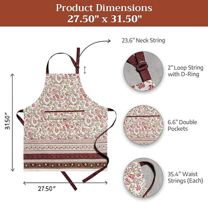 Maison d' Hermine 100% Cotton Apron for women with Pocket Kitchen Chef Apron for Men Cooking Spring Summer