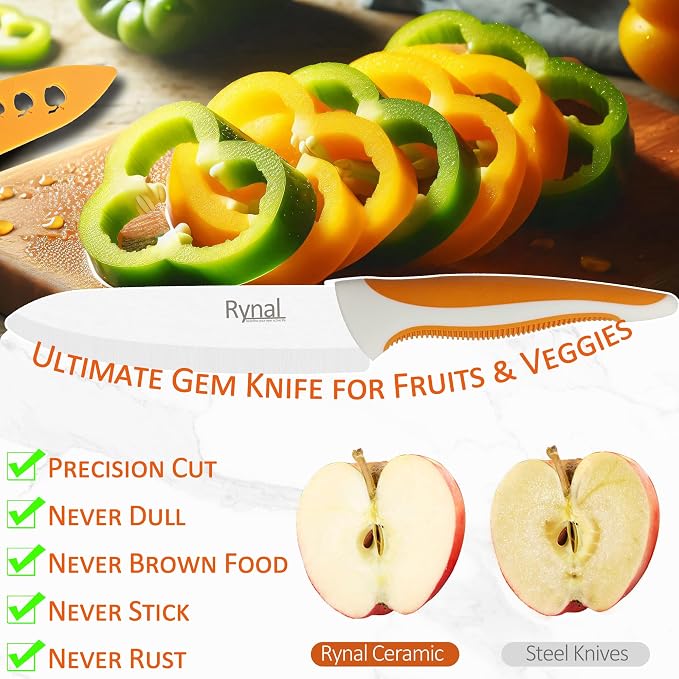 Ceramic Knife - 6" Chef's Everyday Knife - Light, Precise, Sharp Ceramic Kitchen Knife with Cover & Soft Grip