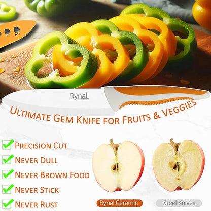 Ceramic Knife - 6" Chef's Everyday Knife - Light, Precise, Sharp Ceramic Kitchen Knife with Cover & Soft Grip