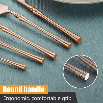 Lemeya 20-Piece Rose Gold Silverware Set for 4,Modern 18/10 Stainless Steel Flatware Set,Unique Rustic Cutlery Utensils Set,Spoon and Fork Set for Home, Restaurant,Mirror Polished,Dishwasher Safe